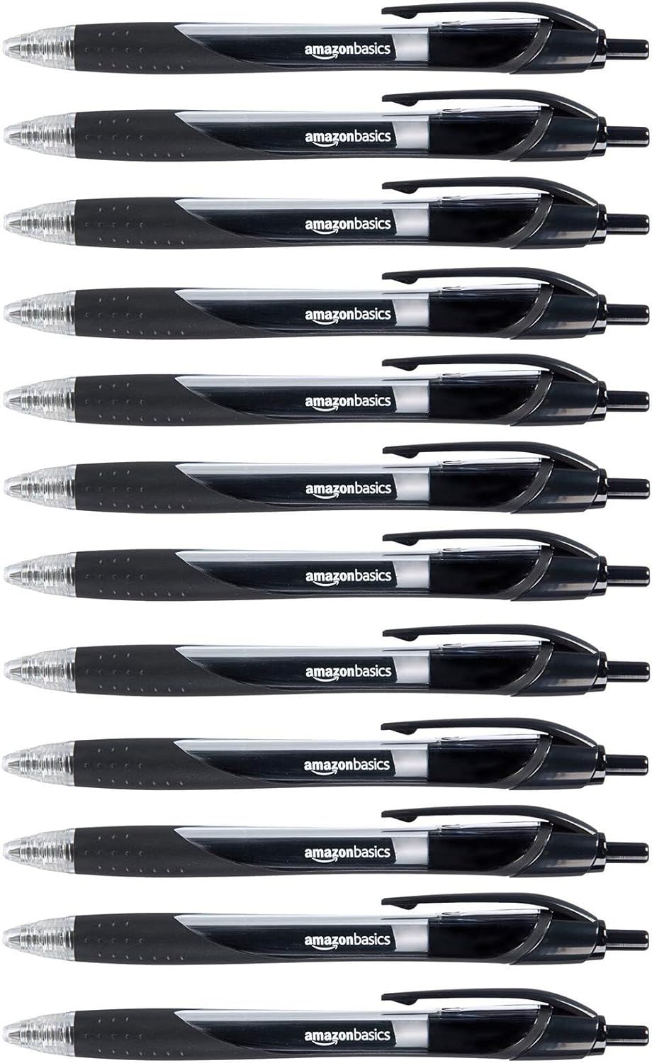 Amazon Basics Retractable Gel Ink Pens for Note-Taking and Office Writing, Fine Point 0.7mm, Smooth Writing, Black, 12-Pack