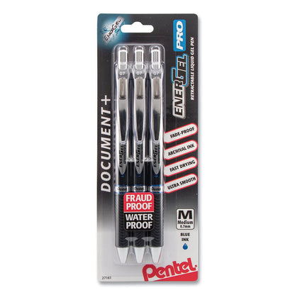 Pentel EnerGel Permanent Gel Ink Rollerball Pen, Black, 3 Pack (BLP77BP3A)