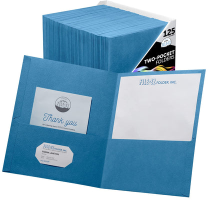 FILE-EZ Two-Pocket Folders, Navy Dark Blue, 25-Pack, Textured Paper, Letter Size (EZ-32523)