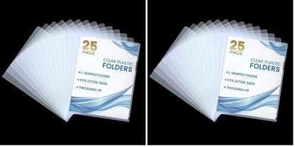 Sooez 25 Pack Clear Document Folder Project Pockets