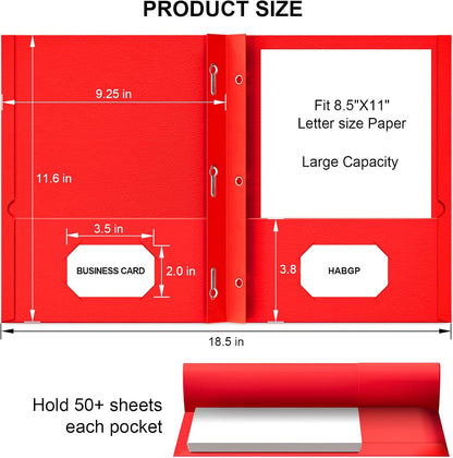 2 Pocket Folders with Prongs, 20 Pack Paper Folders with Pockets & 3 Prongs