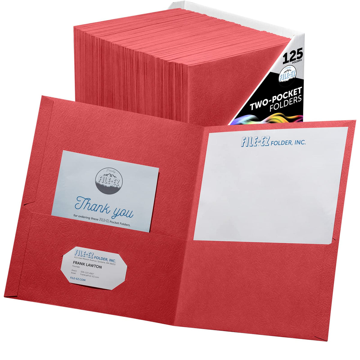FILE-EZ Two-Pocket Folders, Navy Dark Blue, 25-Pack, Textured Paper, Letter Size (EZ-32523)