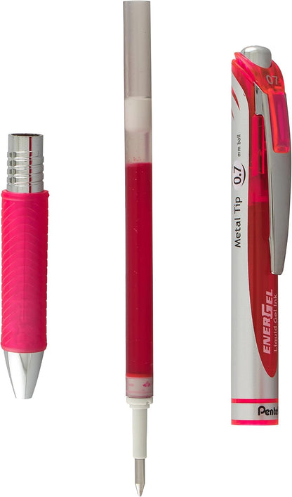 Pentel EnerGel RTX Retractable Liquid Gel Pen, (0.7mm) Metal Tip, Medium Line,Assorted Ink, 8-Pk (BL77BP8M1)