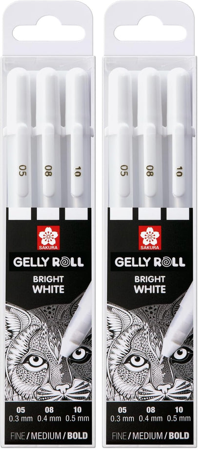 SAKURA Gelly Roll Classic White Gel Pen Set, Assorted Sizes, 3 Pack
