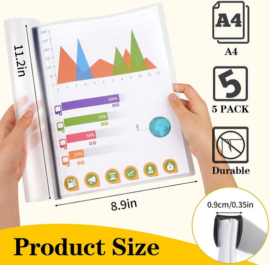 Report Covers with Sliding Bar, Clear Report Covers for Letter-Size Paper