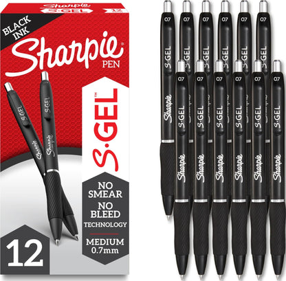 Sharpie S-Gel Pens, Medium Point (0.7mm), Black Gel Ink, 36 Count - Writing, Note-Taking, Office Supplies, No Smear, No Bleed
