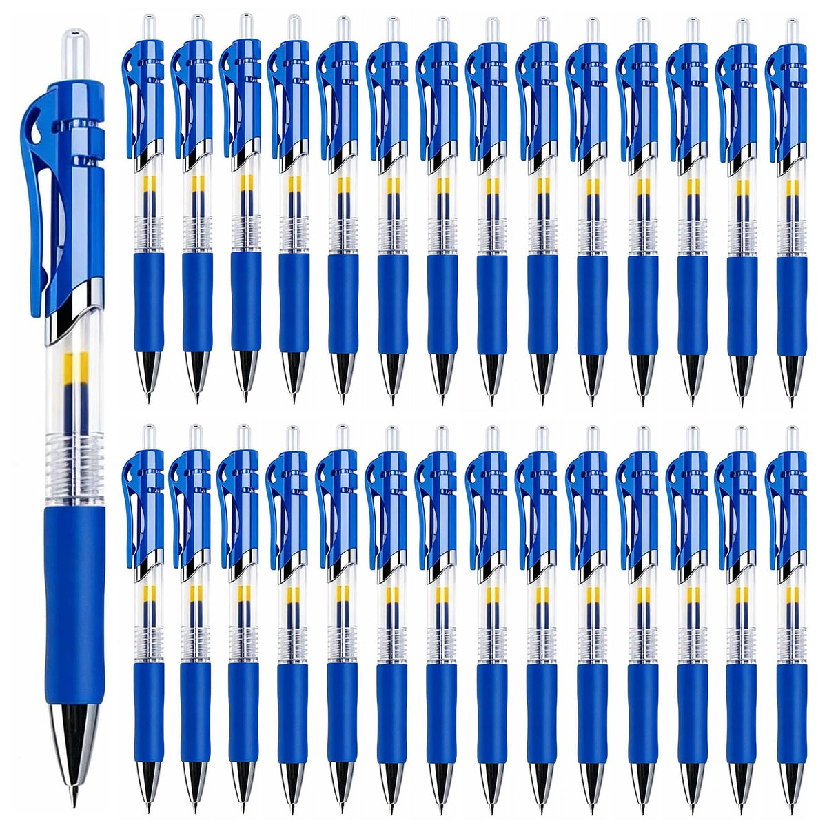 30 Pack Black Retractable Gel Pens, 0.7mm Medium Point Quick Dry Ink Pens, No Smudge No Bleed Through, Comfort Grip Smooth Writing Pens for School Office Home Supplies
