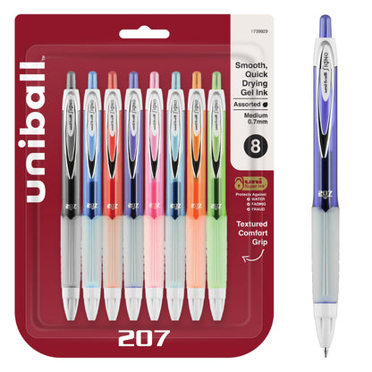 uniball™ 207 Gel Pens, Blue Ink, 1.0mm Bold Point, Retractable, 12 Count