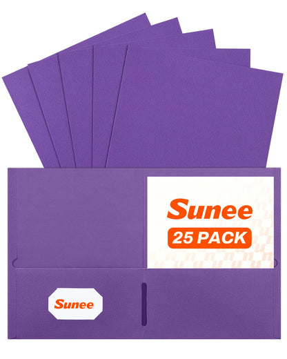 SUNEE Folders with Pockets(25 Pack, Black), 2 Pocket Folders Fit Letter Size Paper, Paper File Folder for School Office Home Bussiness