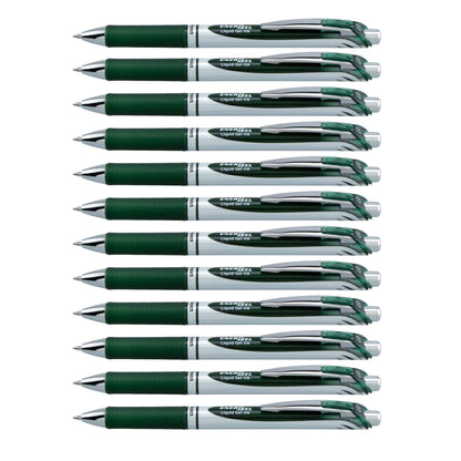 Pentel EnerGel RTX Retractable Liquid Gel Pen, (0.7mm) Medium Line, Metal Tip, Black Ink, Box of 12 (BL77-A)