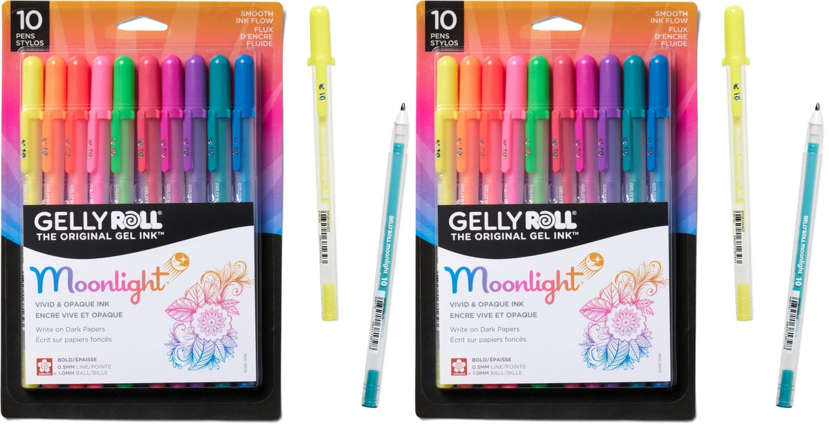 Sakura Gelly Roll Moonlight 10 Gel Pens, Assorted Bright, 10 Pack