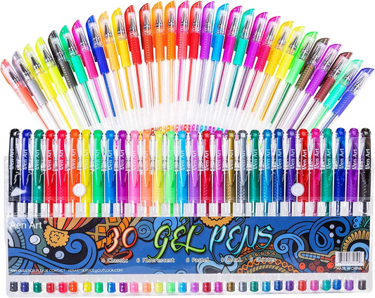 Gel Pens for Adult Coloring Books, 30 Colors Fine Point Gel Marker Pens