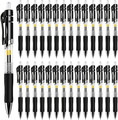 30 Pack Black Retractable Gel Pens, 0.7mm Medium Point Quick Dry Ink Pens, No Smudge No Bleed Through, Comfort Grip Smooth Writing Pens for School Office Home Supplies