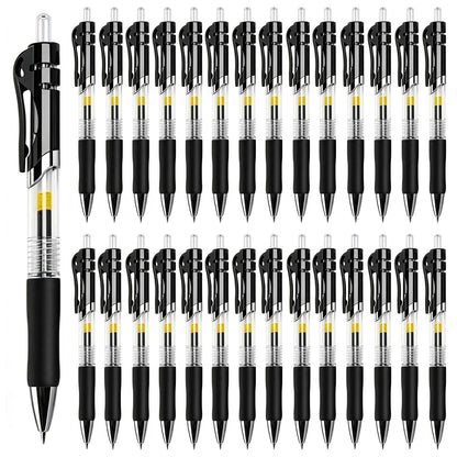 30 Pack Black Retractable Gel Pens, 0.7mm Medium Point Quick Dry Ink Pens, No Smudge No Bleed Through, Comfort Grip Smooth Writing Pens for School Office Home Supplies