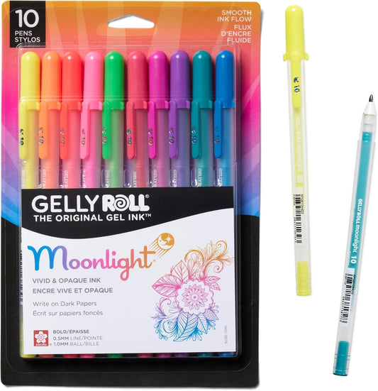 Sakura Gelly Roll Moonlight 10 Gel Pens, Assorted Bright, 10 Pack