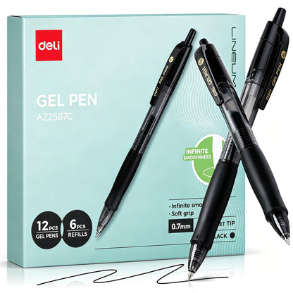 deli Pens Bulk, 50 Pcs Retractable Gel Pens Medium Point 0.7mm