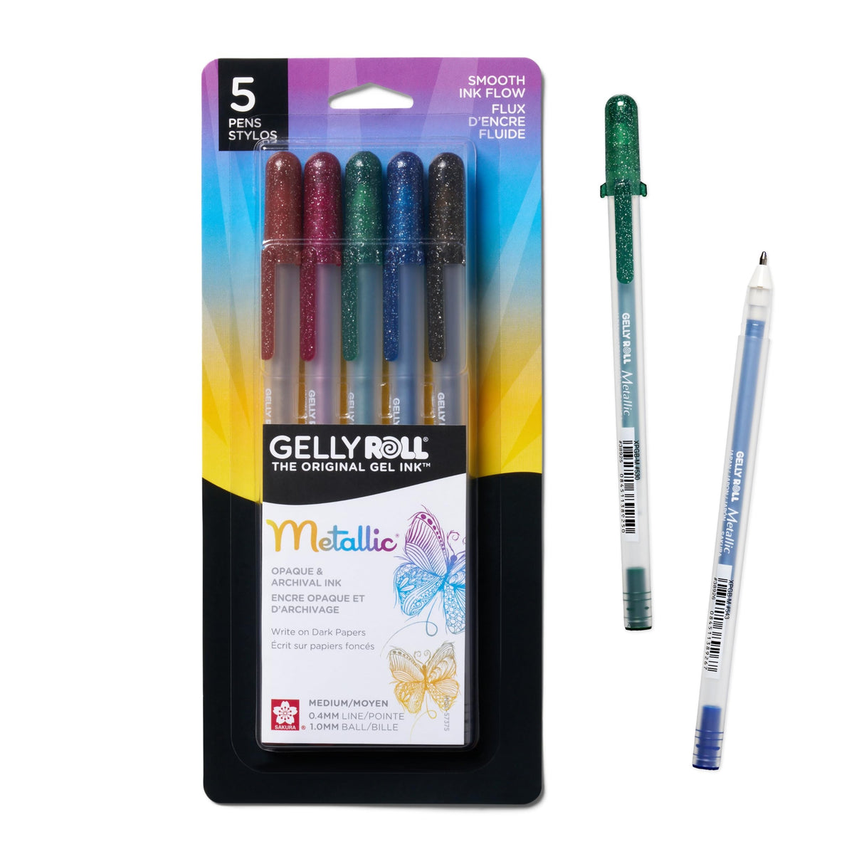 Sakura Gelly Roll Metallic Gel Pens, Colored Metallic, Medium Line, 10 Pack