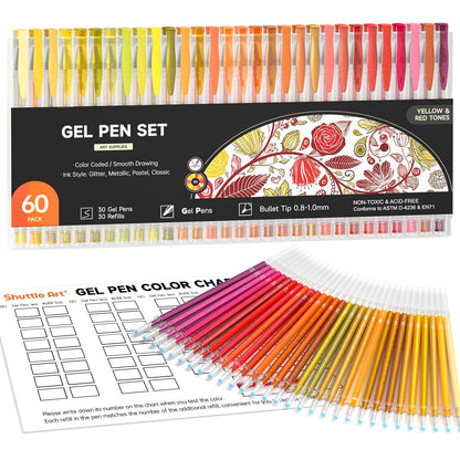 Shuttle Art 50 Pack Metallic Gel Pens, 25 Metallic Gel Pens Set with 25 Refills Perfect for Adult Coloring Books Doodling Drawing Art Markers
