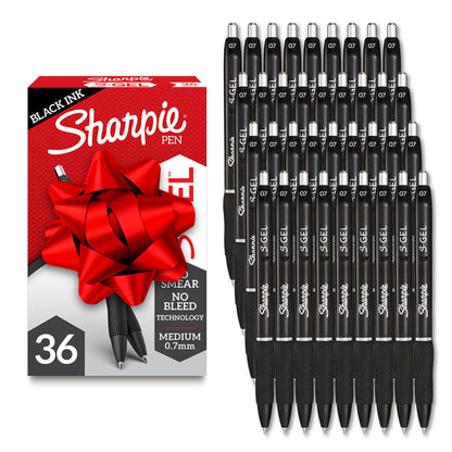 Sharpie S-Gel Pens, Medium Point (0.7mm), Black Gel Ink, 36 Count - Writing, Note-Taking, Office Supplies, No Smear, No Bleed