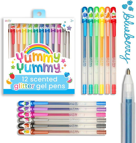 OOLY Yummy Yummy Scented Glitter Gel Pens, Set of 12, 1.00mm NIB
