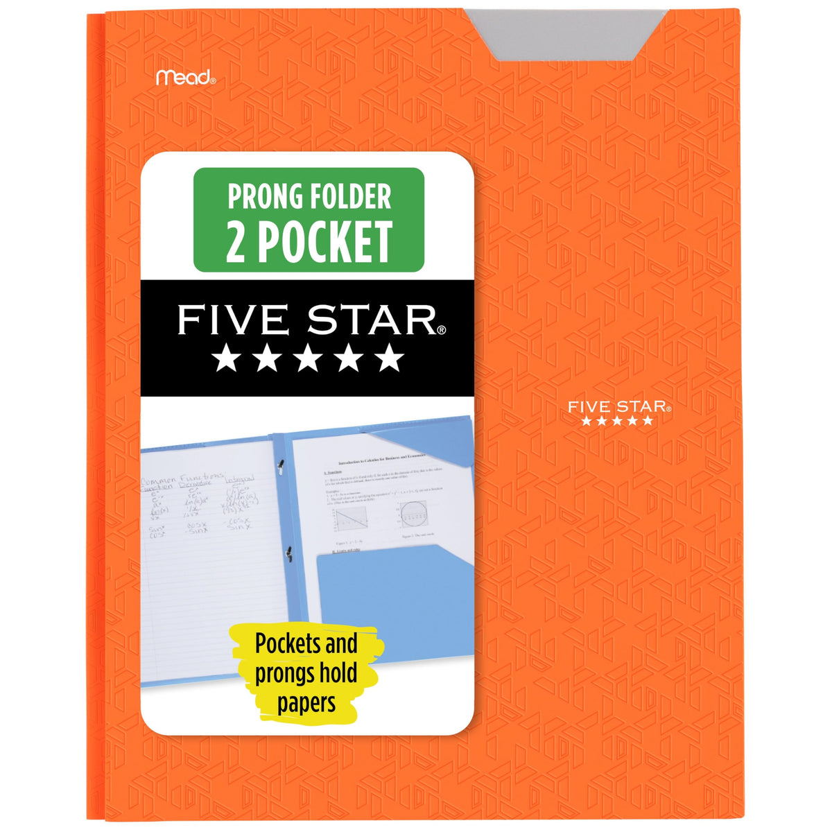 Five Star 2-Pocket Folder, Plastic Folder with Stay-Put Tabs and Prong Fasteners, Holds 8-1/2" x 11" Paper, Forest Green (72111)