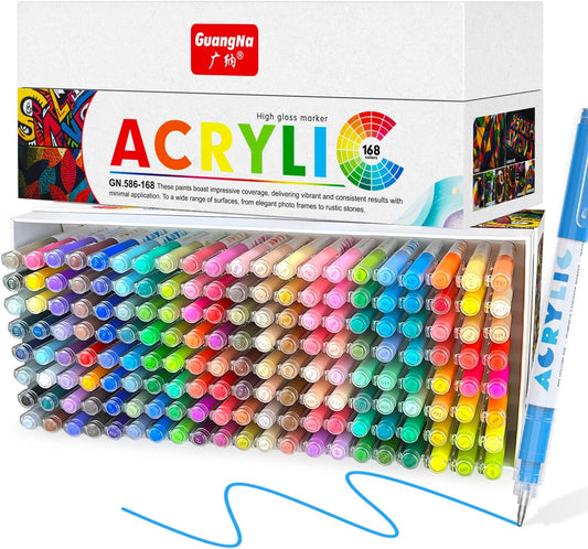 Guangna Acrylic Gel Pens 168 Color, Colored Pens for Journaling, Coloring Books, Calligraphy, Note Taking & DIY Crafts, RollerBall Pen Tip