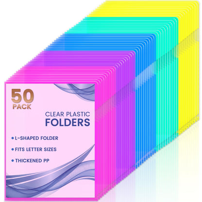 Sooez 25 Pack Clear Document Folder Project Pockets