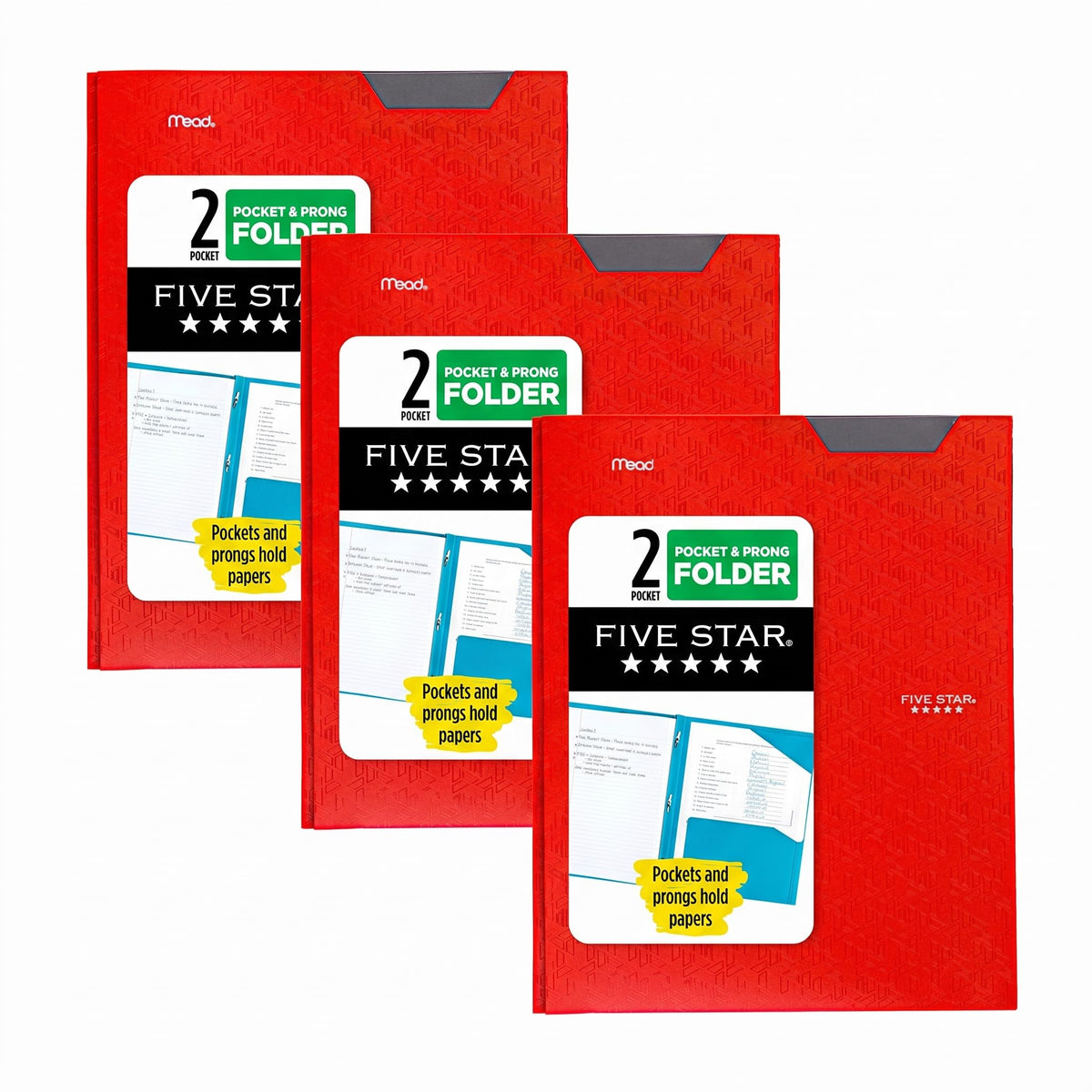Five Star 2-Pocket Folder, Plastic Folder with Stay-Put Tabs and Prong Fasteners, Holds 8-1/2" x 11" Paper, Forest Green (72111)