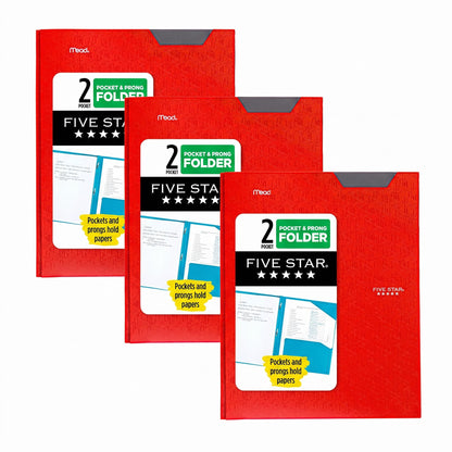Five Star 2-Pocket Folder, Plastic Folder with Stay-Put Tabs and Prong Fasteners, Holds 8-1/2" x 11" Paper, Forest Green (72111)