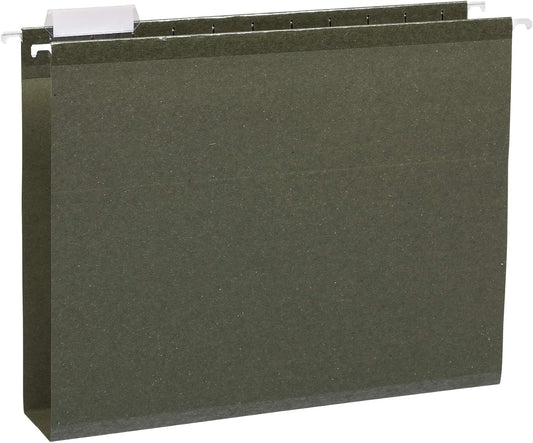 Amazon Basics Hanging File Folders, Letter Size, Standard Green, 1/5-Cut Adjustable Tabs, Reinforced Extra Capacity for Bulky Files, 25 Per Box