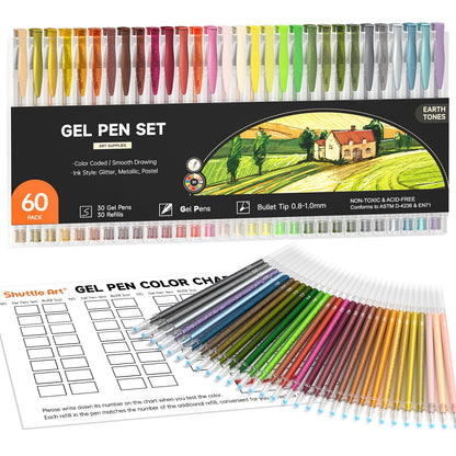 Shuttle Art 50 Pack Metallic Gel Pens, 25 Metallic Gel Pens Set with 25 Refills Perfect for Adult Coloring Books Doodling Drawing Art Markers