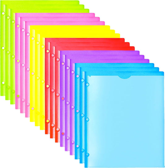 WOT I Heavy Duty Plastic Folders with Clear Front Pockets - 18 Pack, Extra Thick Folders with Pockets and Holes for Binders, with Card Slot for Letter Size Paper Assorted Colors