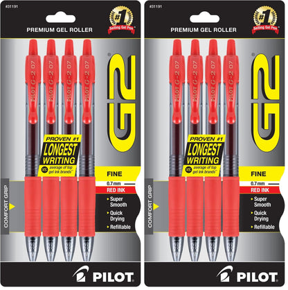 PILOT, G2 Premium Gel Roller Pens, Fine Point 0.7 mm, Blue, Pack of 4