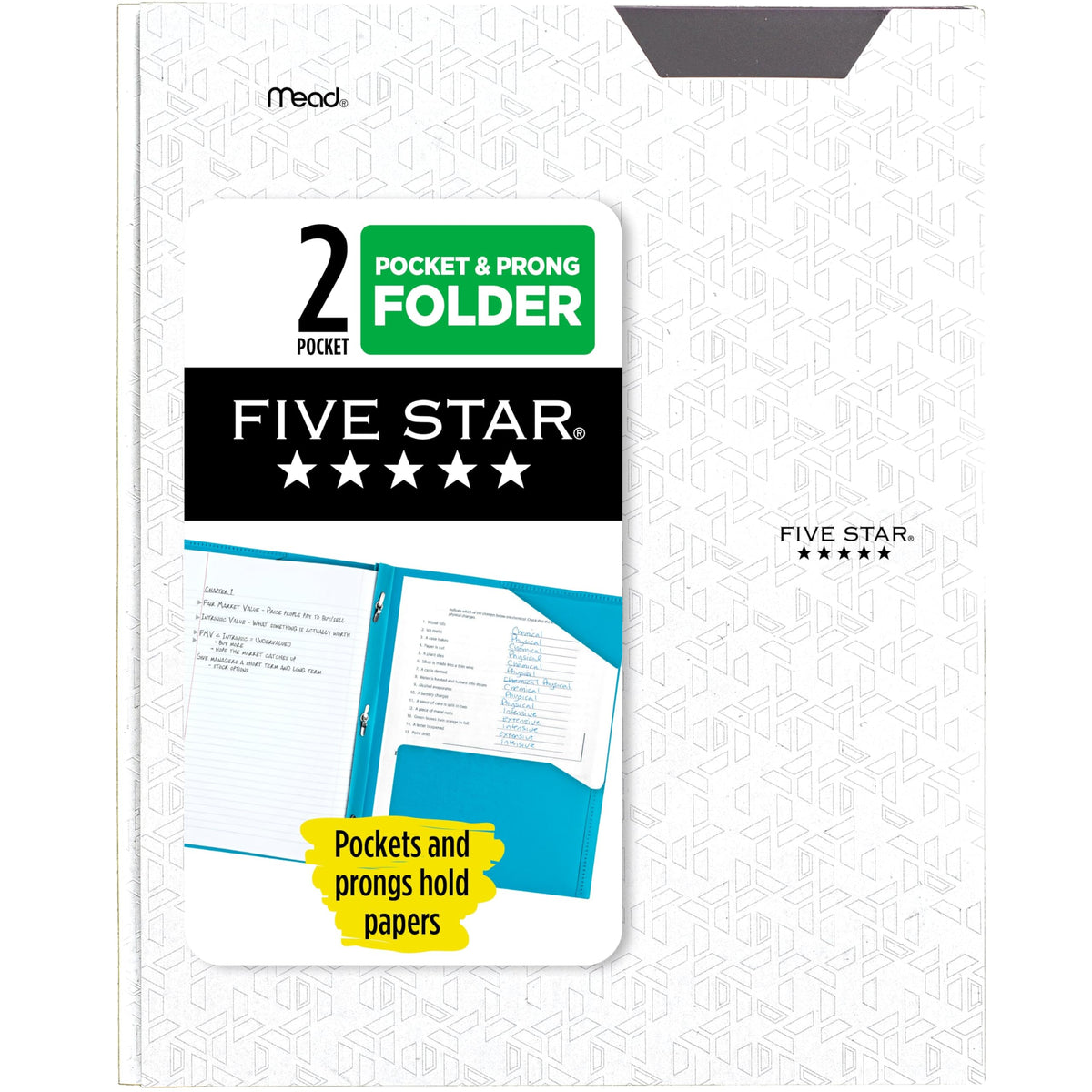 Five Star 2-Pocket Folder, Plastic Folder with Stay-Put Tabs and Prong Fasteners, Holds 8-1/2" x 11" Paper, Amethyst Purple (38750)