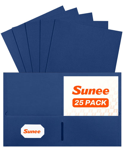 SUNEE Folders with Pockets(25 Pack, Black), 2 Pocket Folders Fit Letter Size Paper, Paper File Folder for School Office Home Bussiness