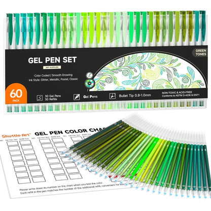 Shuttle Art 50 Pack Metallic Gel Pens, 25 Metallic Gel Pens Set with 25 Refills Perfect for Adult Coloring Books Doodling Drawing Art Markers