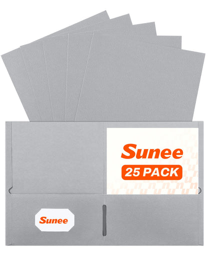 SUNEE Folders with Pockets(25 Pack, Black), 2 Pocket Folders Fit Letter Size Paper, Paper File Folder for School Office Home Bussiness