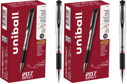 uni-ball Signo 207 Impact Stick Gel Pen, 4 Black Pens, 1.0mm Bold Point Gel Pens, Smooth Writing, Archival-Quality Ink, Acid-Free, Superior Comfort
