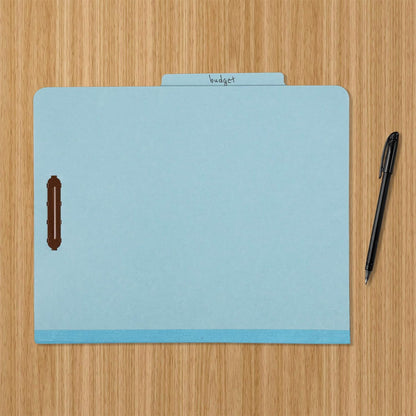 Amazon Basics Classification Folder for Documents and Organization, 1 Divider, 2" Embedded Fasteners, Letter Size, Light Blue, 10 Count