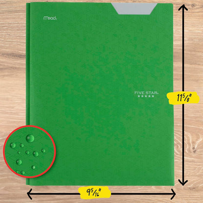Five Star 2-Pocket Folder, Plastic Folder with Stay-Put Tabs and Prong Fasteners, Holds 8-1/2" x 11" Paper, Forest Green (72111)
