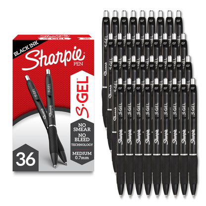 Sharpie S-Gel Gel Pens, Black Barrel, Medium Point (0.7mm), Black Gel Ink, 12 Count - Home, Office, School, Journaling, Writing, Note-Taking, Teacher Supplies