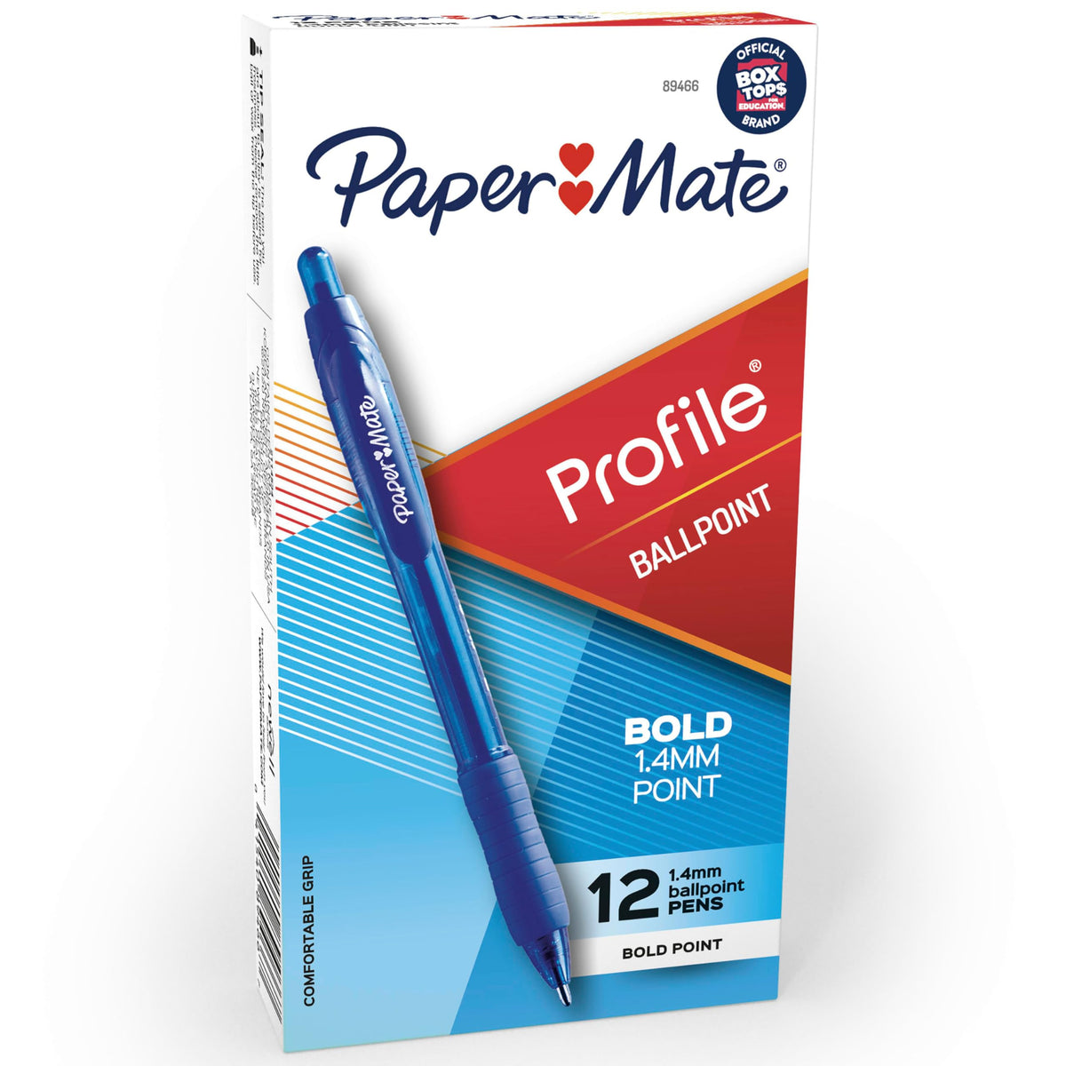 Paper Mate Profile Retractable Ballpoint Pens, Bold Point (1.4mm), Assorted Colors, 12 Count - Back to School, Office, Teacher Supplies
