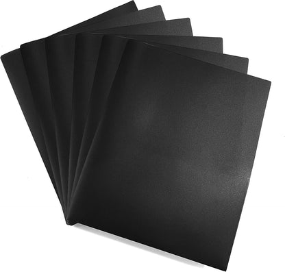 Easykart Plastic Folders with Pockets - (Black, 6 Pack), 2 Pocket Poly Folders for School, Home or Office, Durable Heavy Duty File Folders