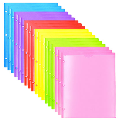 Heavy Duty Plastic Folders with Clear Front Pocket - 6PCS, 3 Pockets Folders with Prongs and Card Slot, for Letter Size Sheets, Bright Colors