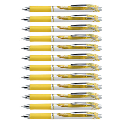 Pentel EnerGel RTX Retractable Liquid Gel Pen, (0.7mm) Medium Line, Metal Tip, Black Ink, Box of 12 (BL77-A)