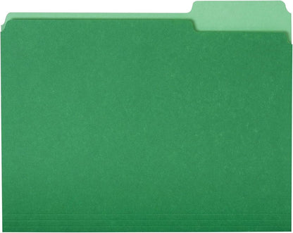 Amazon Basics File Folders for Organization, Letter Size, 1/3 Cut Tab, Bright Green, 36-Pack