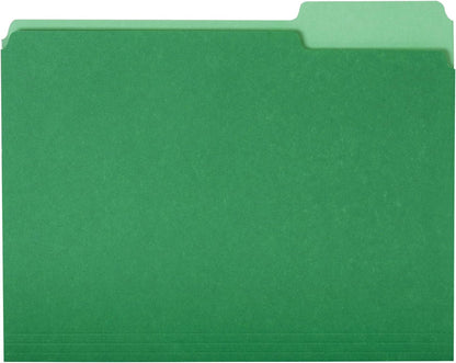 Amazon Basics File Folders for Organization, Letter Size, 1/3 Cut Tab, Bright Green, 36-Pack