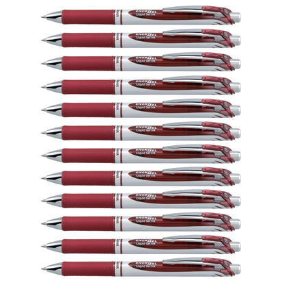 Pentel EnerGel RTX Retractable Liquid Gel Pen, (0.7mm) Medium Line, Metal Tip, Black Ink, Box of 12 (BL77-A)