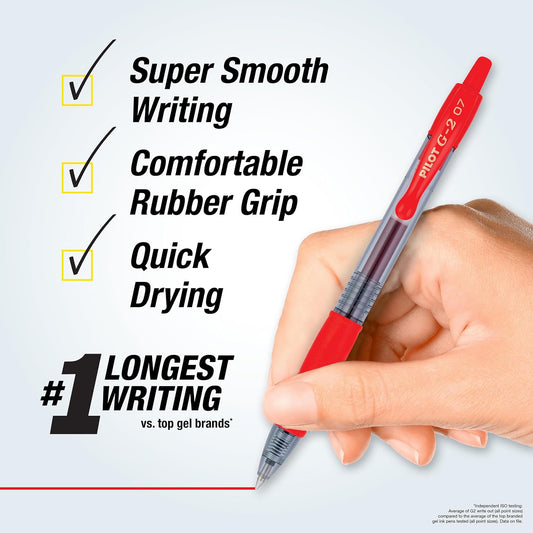 PILOT G2 Fine Point Red Gel Ink Pens, Dozen Box, 31022