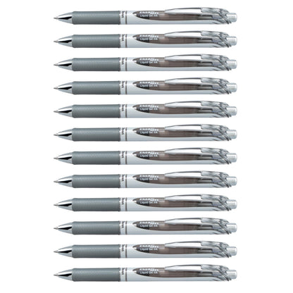 Pentel EnerGel RTX Retractable Liquid Gel Pen, (0.7mm) Medium Line, Metal Tip, Black Ink, Box of 12 (BL77-A)